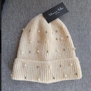 Marcus Adler New York Beaded Beanie Hat - Ivory, NEW